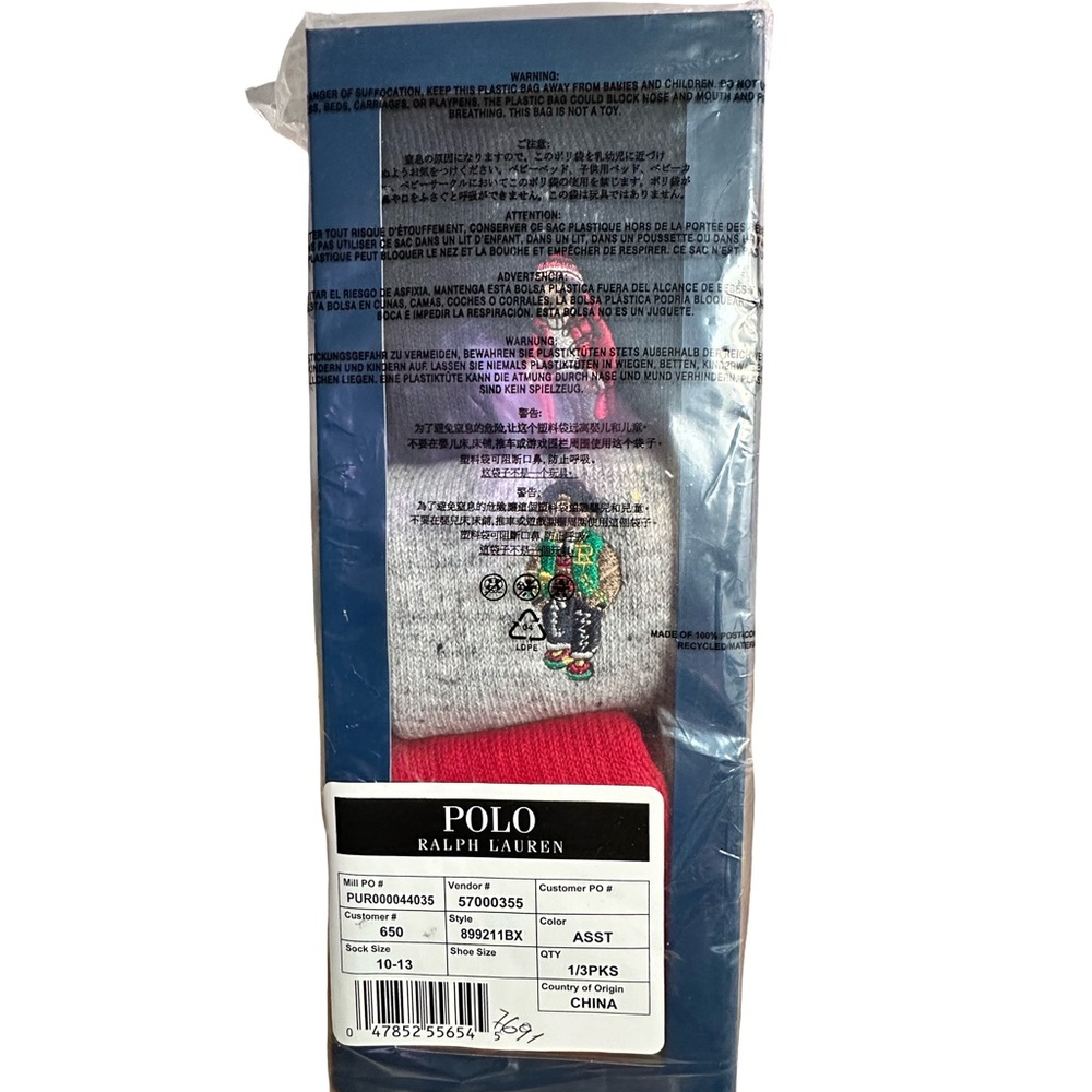 Polo Bear Roll-Top 3-Sock Gift Set